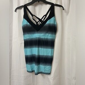 Women's Striped Tank Top - Black and Blue